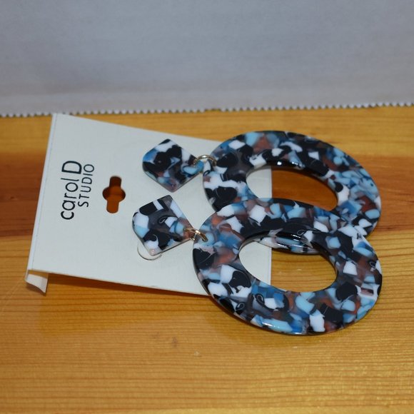 Creative Acetate Plate Geometry Elliptical Diamond Earrings Women's Jewelry - Picture 4 of 10